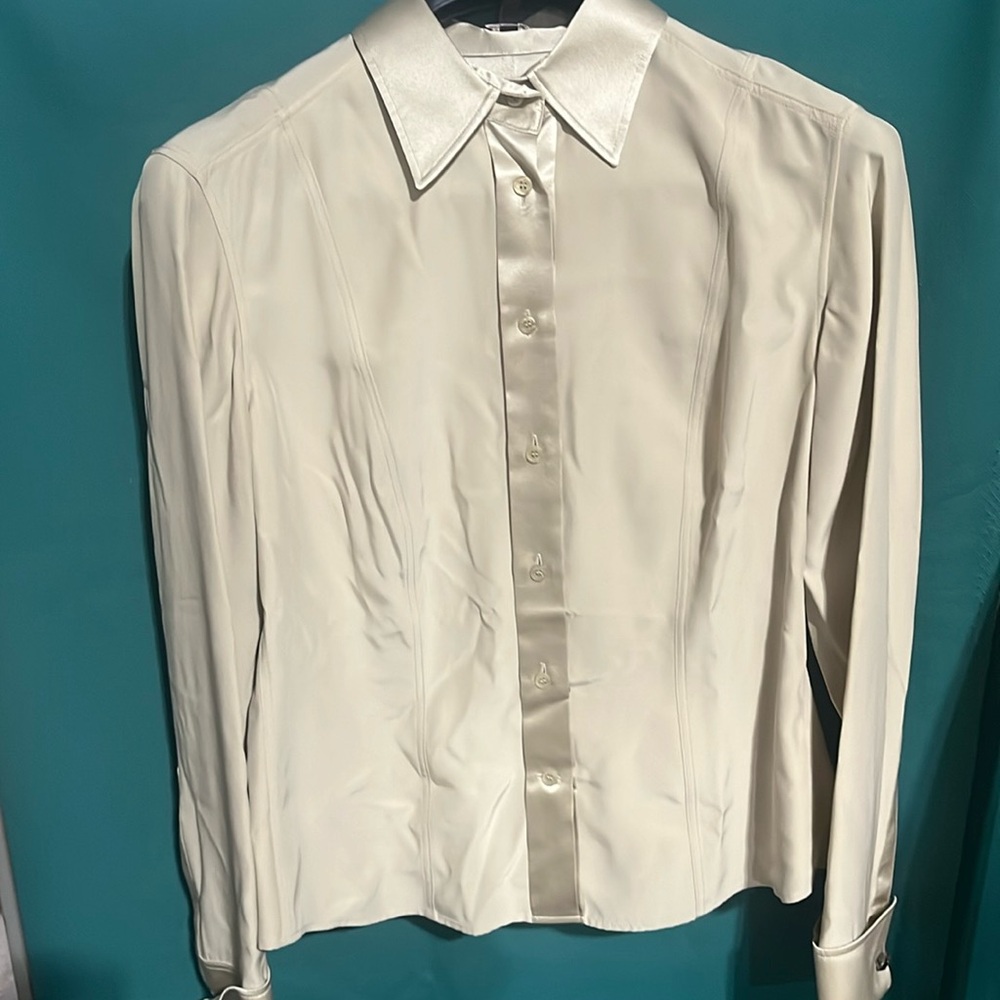 Champagne silk satin blouse, form Escada